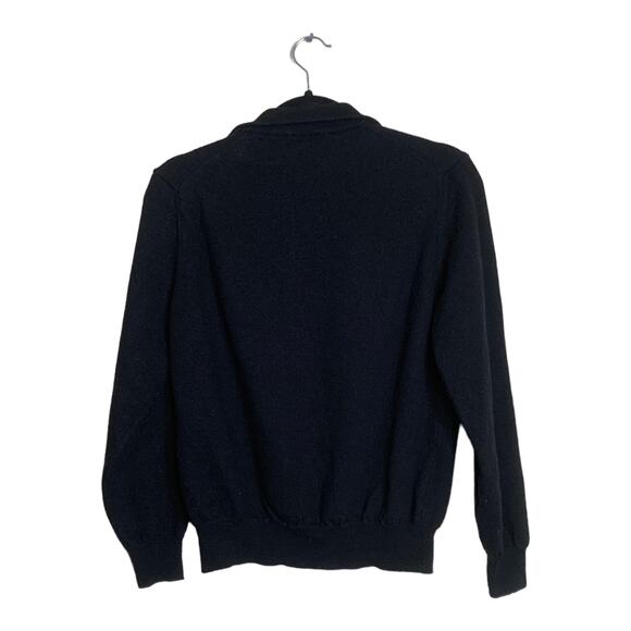 Toscano Firenze black merino wool 1/4 zipper pullover size Large fits Small - Picture 2 of 8